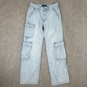 AEROPOSTALE Women's Low Rise Cargo Jeans Size 2 Light Wash Wide Leg Casual